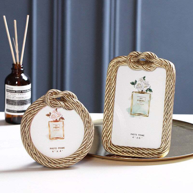 Cadru foto din frânghie de cânepă din rășină New Ins, cadru foto rotund, retro european, dreptunghiular, pentru nuntă, cadru foto pentru decorarea casei