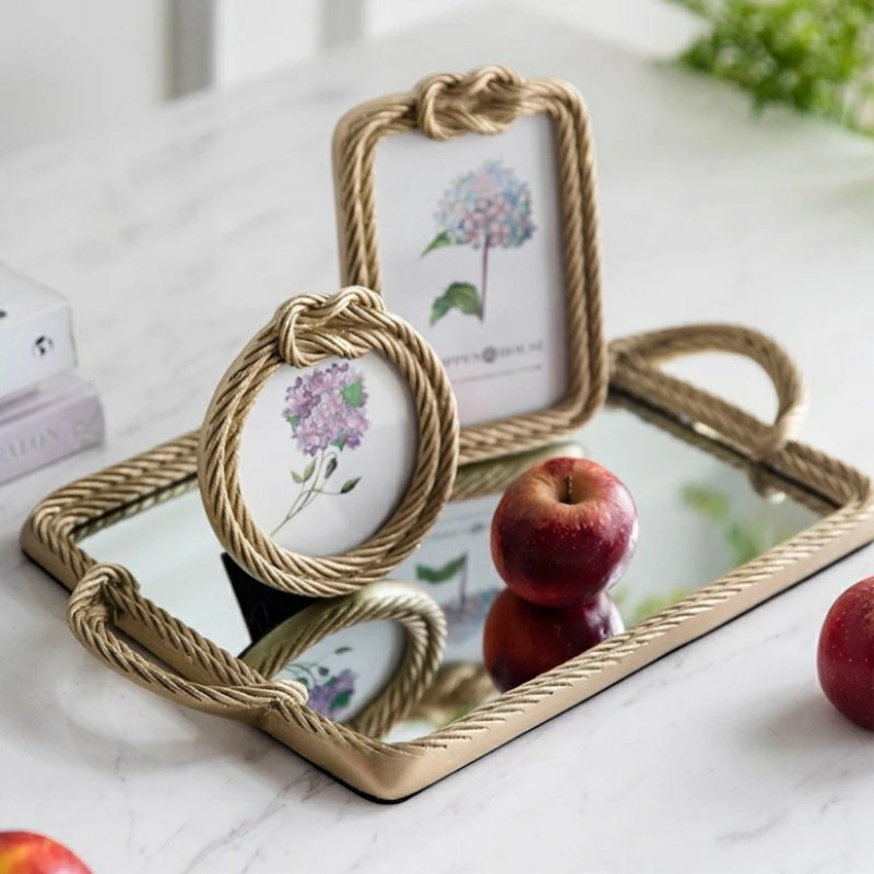 Cadru foto din frânghie de cânepă din rășină New Ins, cadru foto rotund, retro european, dreptunghiular, pentru nuntă, cadru foto pentru decorarea casei