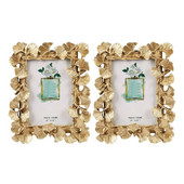 2X gyanta Retro keret Arany Ginkgo Leaf fotókeret Otthoni dekoráció