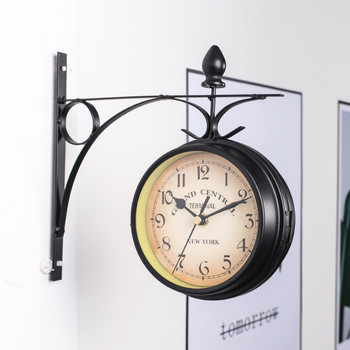 Европейски стил Двустранен модерен дизайн Голям стенен часовник Креативни класически часовници Монохромни кварцови часовници Модни часовници
