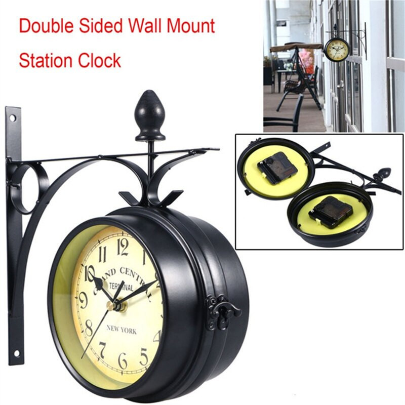 Europietiško stiliaus dvipusis modernaus dizaino didelis sieninis laikrodis Kūrybiški klasikiniai laikrodžiai vienspalviai kvarciniai laikrodžiai madingi laikrodžiai