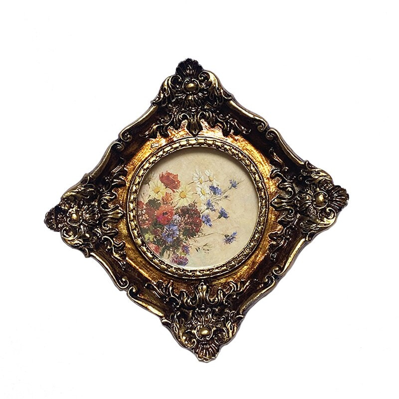 Ramă foto din rășină franceză Rama foto retro montată pe perete din rășină sculptură ornamente goale fundal perete canapea decorare dormitor