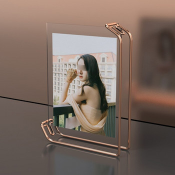 Метална акрилна рамка за снимки Двустранна стъклена рамка за картина Творчески рамки за снимки Декорация на домашен работен плот Подаръци