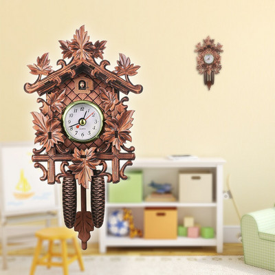 Vintage ρολόι τοίχου κούκος Art Chic εκκρεμές Ρολόι Craft Bird Wood κρεμαστή διακόσμηση για το σπίτι Cafe Restaurant Σαλόνι