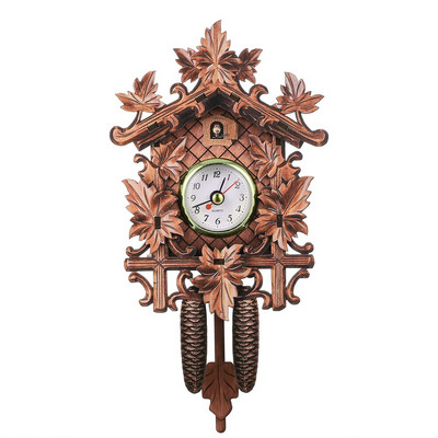 Винтидж стенен часовник с кукувица Art Chic Pendulum Clock Craft Bird Wood Vising Decoration for Home Cafe Restaurant Всекидневна