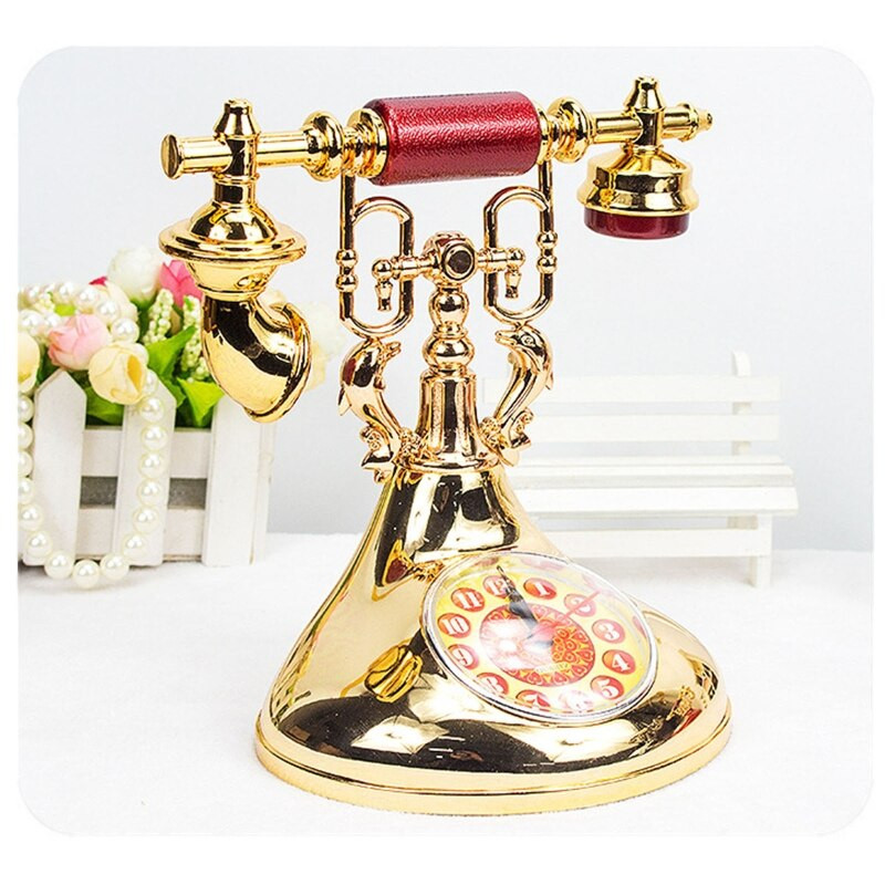 Retro telefono modelio žadintuvas Kūrybinis laikmatis darbalaukio ornamentas, skirtas namų vaikų kambario naktinio staliuko dekoravimui Laikrodžiai