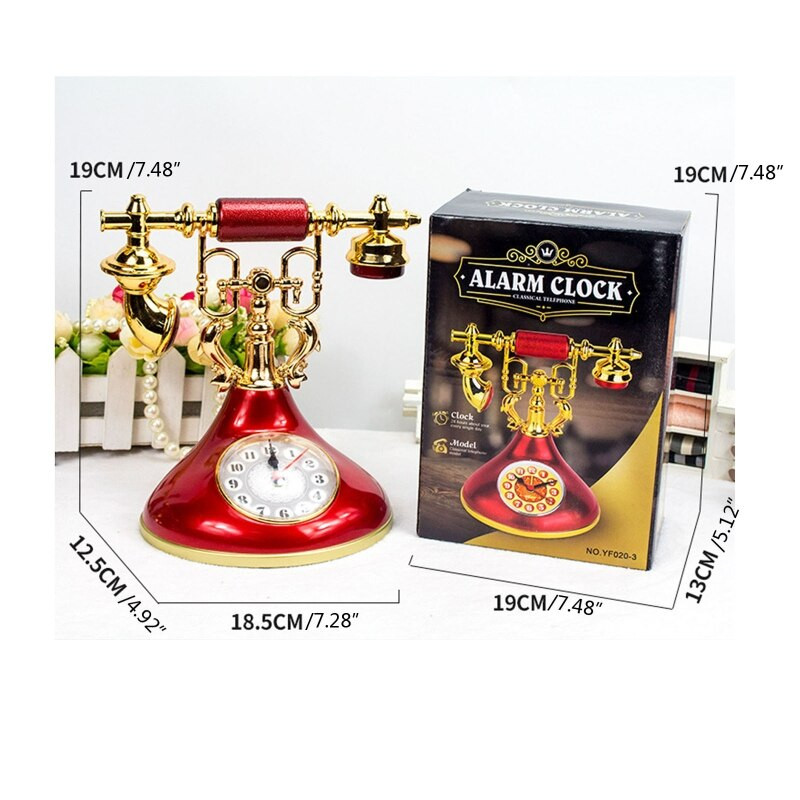 Retro telefono modelio žadintuvas Kūrybinis laikmatis darbalaukio ornamentas, skirtas namų vaikų kambario naktinio staliuko dekoravimui Laikrodžiai