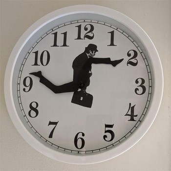 Вдъхновена от британската комедия Ministry Of Silly Walk Стенен часовник Comedian Home Decor Новост Стенен часовник Funny Mute Clock Home Decor