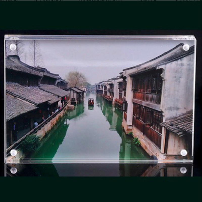 Akrilo ekrano stovas Skaidrus nuotraukų rėmelis Aiškus vaizdas iš abiejų pusių magnetinis akrilo blokas paveikslėlių piniginės kvepalų ekrano stovas