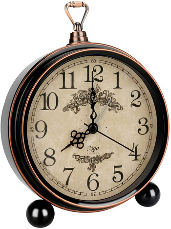 Часовник 5,3 инча ретро будилник за спалня Винтидж настолни настолни часовници Декорация на дома за стая Самостоятелна покупка Работи с батерии