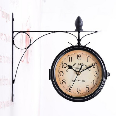 AsyPets Ceas de uz casnic cu suport cu două fețe Ornamente de decorare retro horologică Ceas de perete pentru sufragerie-25