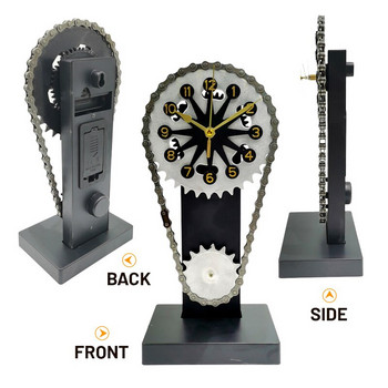 Творчески винтидж настолен часовник Антични зъбни колела Времезахранваща верига с форма на батерии Настолен часовник Селска селска къща Всекидневна