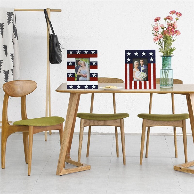 Nepriklausomybės dienos medinis nuotraukų rėmelis, žvaigždės juostelės spausdintos nugaros perjungimo rėmeliai, namų darbalaukio dekoratyviniai rankdarbiai