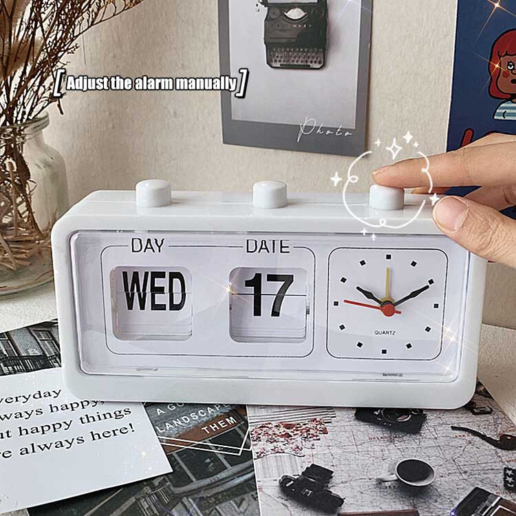Vintage Flip Clock Mechanikus ébresztőóra asztali digitális óra naptár órával Lakás dekoráció Vintage lakberendezés
