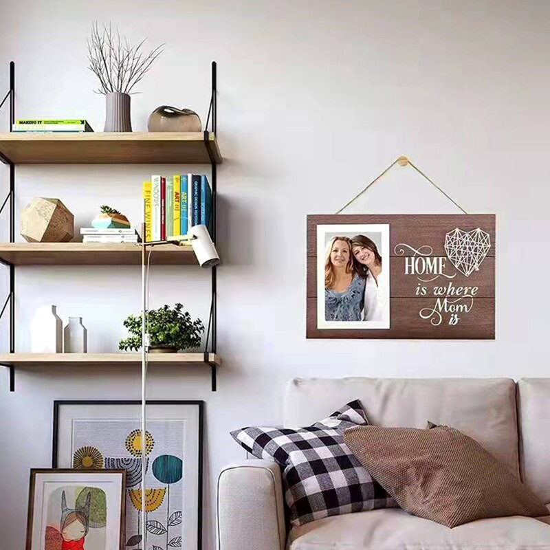 Ramă foto în formă de inimă de dragoste din lemn. Acasă este locul în care mama în suport de imagine pentru ziua mamei, cadou mamei, consumabile pentru decorarea peretelui.