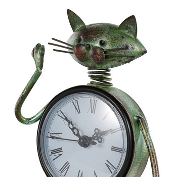 Χειροποίητο Ρολόι Γάτας Tooarts Vintage Μεταλλικό ειδώλιο σίγασης επιτραπέζιο ρολόι σίγασης Πρακτικό ρολόι Μία μπαταρία AA (δεν περιλαμβάνεται)