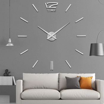 DIY τρισδιάστατο ρολόι με μεταλλικό καντράν με βελόνα απλού στιλ Διακοσμητικό ρολόι με δείκτη Ρολόι τοίχου Κομψή διακόσμηση τοίχου για γραφείο στο σπίτι κοιτώνα