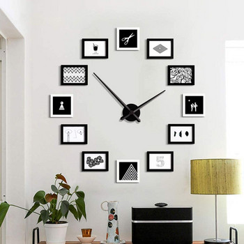 DIY τρισδιάστατο ρολόι με μεταλλικό καντράν με βελόνα απλού στιλ Διακοσμητικό ρολόι με δείκτη Ρολόι τοίχου Κομψή διακόσμηση τοίχου για γραφείο στο σπίτι κοιτώνα