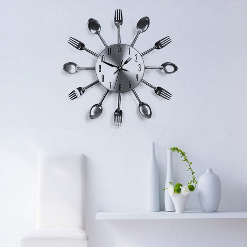 Nož od nehrđajućeg čelika Vilica Žlica Kuhinja Restoran Zidni sat Dekoracija doma Zidni satovi Multifunkcionalni alati
