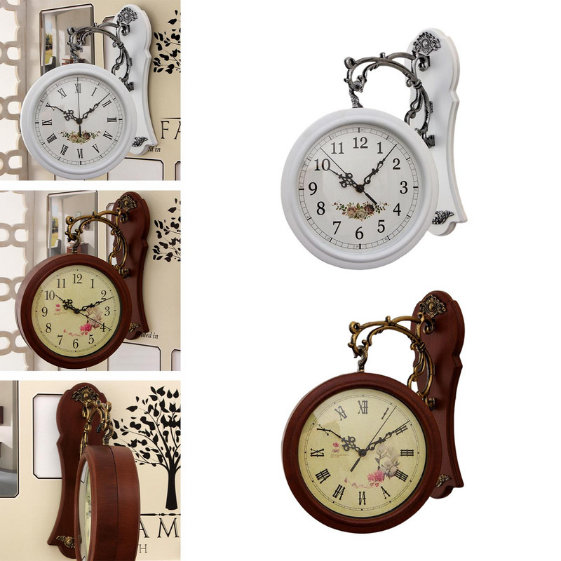 Dvipusis sieninis laikrodis pakabinamas laikrodis Meninis laikrodis Dekoratyvinis dviejų veidų laikrodis Didysis centrinės stoties laikrodžiai, skirti svetainei studijuoti
