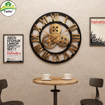 Ρολόι τοίχου σε βιομηχανικό στυλ Διακοσμητικό Ρετρό Ρολόι τοίχου Ρολόγια Διακόσμηση Σαλονιού Σπίτι Ξενοδοχείο Διακόσμηση τοίχου 40X40CM