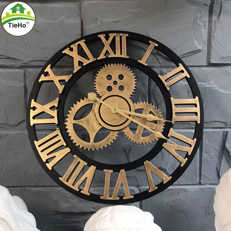 Ceas de perete în stil industrial Ceas de perete decorativ retro Ceasuri Decorare camera de zi Home Hotel Decor artă de perete 40X40CM