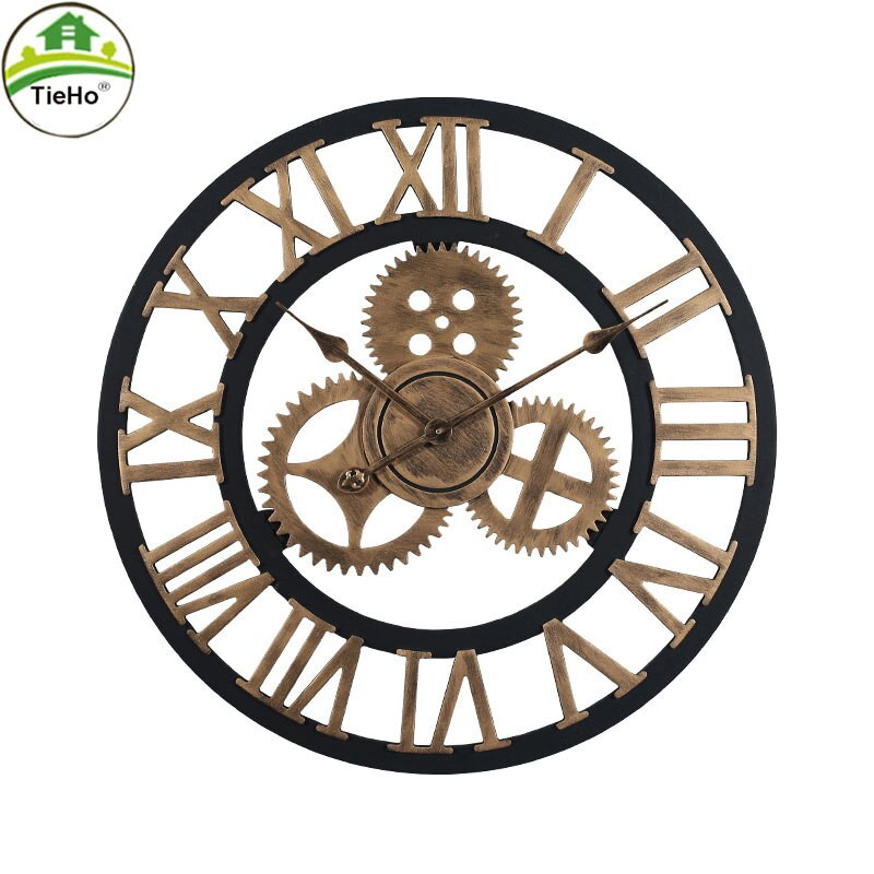 Ceas de perete în stil industrial Ceas de perete decorativ retro Ceasuri Decorare camera de zi Home Hotel Decor artă de perete 40X40CM