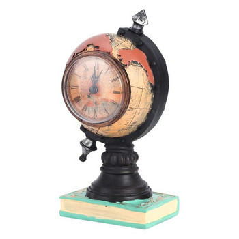 Глобус от смола и настолен часовник за офис аксесоари Земен глобус Декор Винтидж като декор за стая Ретро настолен часовник с книги с фигурки
