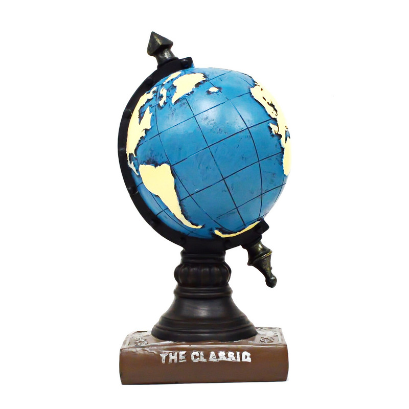 Globus od smole i stolni sat za uredske dodatke Zemljani globus Dekor Vintage kao sobni dekor Retro stolni sat s knjigama o figuricama