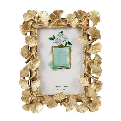 Gyanta Retro Frame Arany Ginkgo Leaf fotókeret Otthoni dekoráció