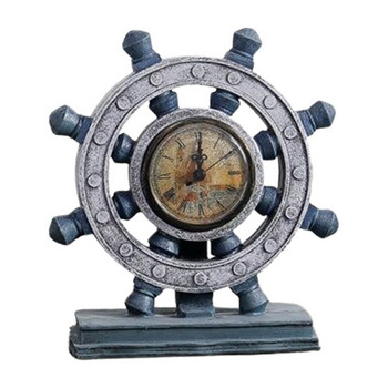 Кормило в европейски стил Винтидж часовник Творчески настолни часовници Захранвани от батерии за дома Всекидневна Спалня Офис Настолен декор Доп.