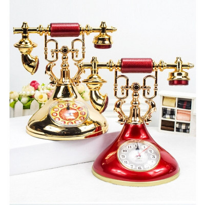 Retro telefonimudel äratuskell Loominguline ajamõõtja töölaua ornament kodusele lastetoale öökapi kaunistamiseks mõeldud kellad