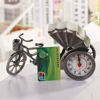 Класически винтидж стил Ретро дизайн на рикша Будилник Настолен настолен настолен часовник Декор за домашен офис Подарък за рожден ден за деца