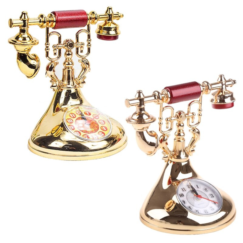 Retro telefono modelio žadintuvas Creative Timekeeper darbalaukio ornamentas