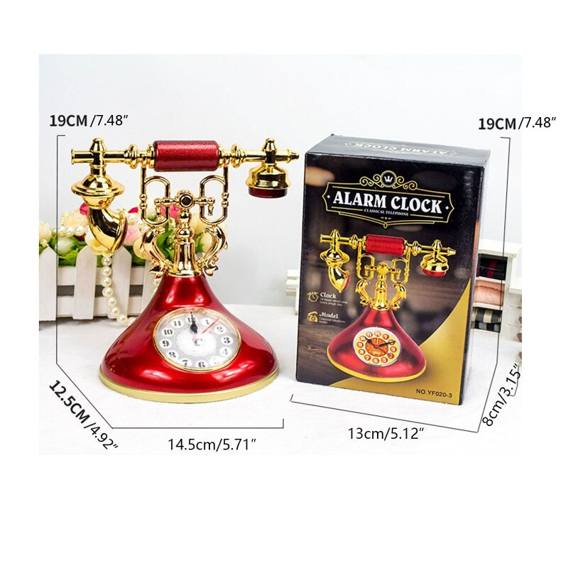 Retro telefono modelio žadintuvas Creative Timekeeper darbalaukio ornamentas