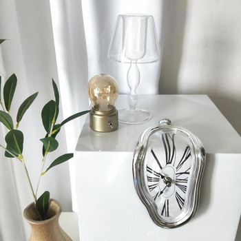 Ретро L-образен извит часовник Настолен часовник Часовник за нощно шкафче Креативен орнамент с римски цифри Извит стенен часовник Декорация на дома