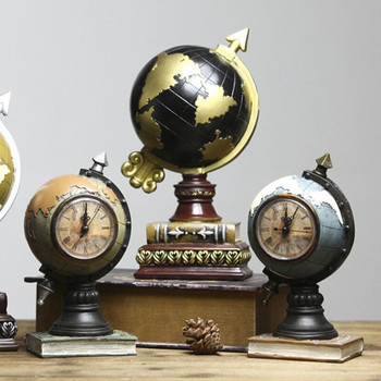 Ретро земен часовник Творческа фигурка от смола Декор Занаятчийски настолен орнамент за дома, спалнята, хола, декорация на маса K0AB
