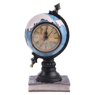 Retro Föld óra Creative Resin Figurine Decor Kézműves asztali dísz otthonhoz Hálószoba Nappali Asztaldekoráció K0AB
