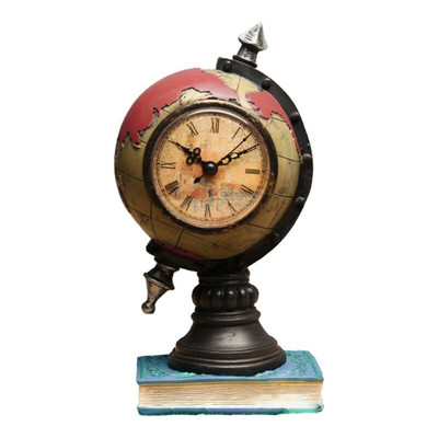 Retro Föld óra Creative Resin Figurine Decor Kézműves asztali dísz otthonhoz Hálószoba Nappali Asztaldekoráció K0AB