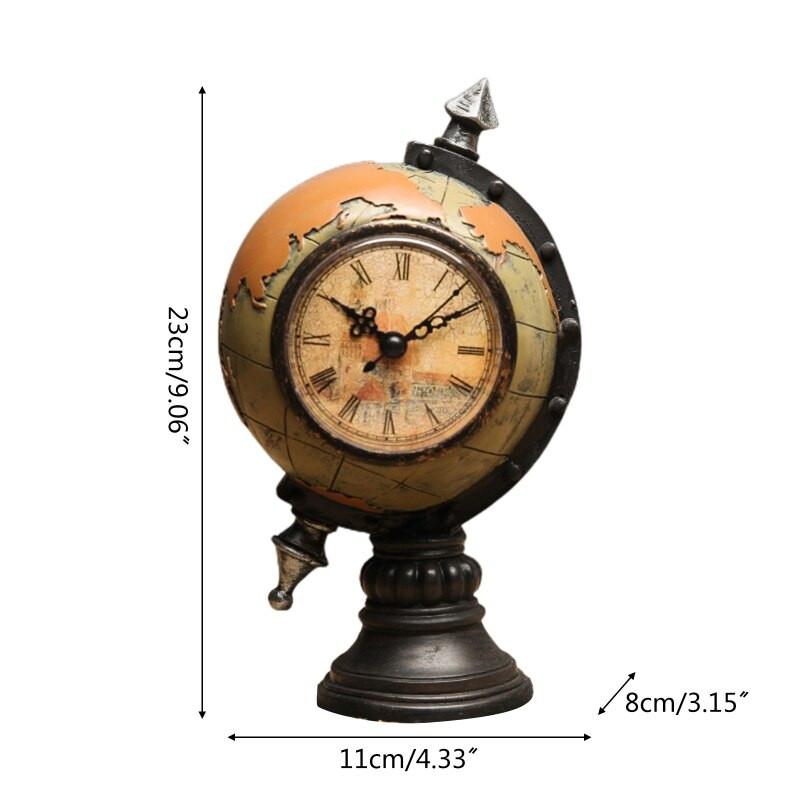 Retro Föld óra Creative Resin Figurine Decor Kézműves asztali dísz otthonhoz Hálószoba Nappali Asztaldekoráció K0AB