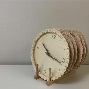 Часовник от естествен ратан Декорация на дома Кръгъл часовник за момче момиче Декорация на стая Скандинавски уникални дървени стенни часовници за декорация на дома