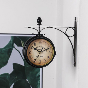 Κλασικό ρολόι τοίχου ευρωπαϊκού στιλ Vintage ρετρό διακόσμησης σπιτιού διπλής όψης G99A