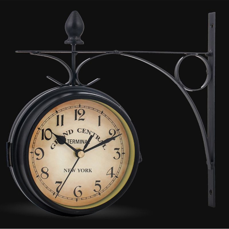 Klasični zidni sat u europskom stilu, dvostrani vintage retro dekor za kućni ured G99A