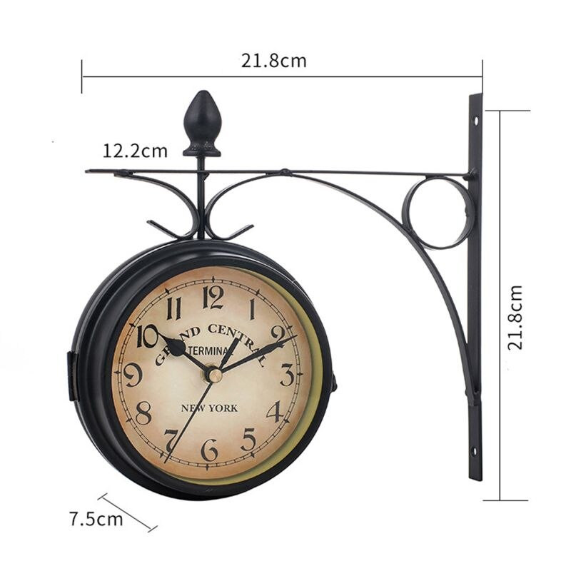 Klasični zidni sat u europskom stilu, dvostrani vintage retro dekor za kućni ured G99A