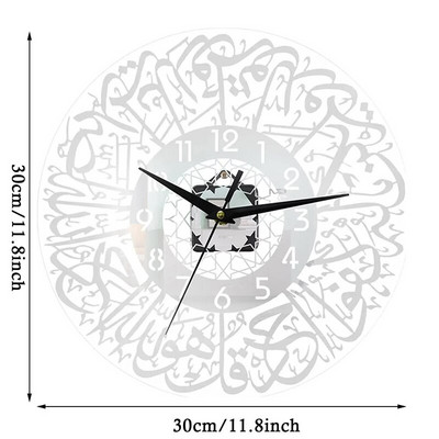 Akrilni muslimanski zrcalni kvarcni sat Religijski islamski kvarcni zidni sat Spavaća soba Dnevna soba Eid zidna dekoracija