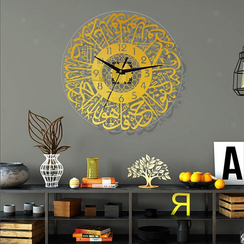 Akrilni muslimanski zrcalni kvarcni sat Religijski islamski kvarcni zidni sat Spavaća soba Dnevna soba Eid zidna dekoracija