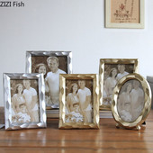 Ramă foto creativă aurie/argintie Rame simplitate pentru poze Decorare birou Portret Ornamente înrămate Decor estetic pentru cameră