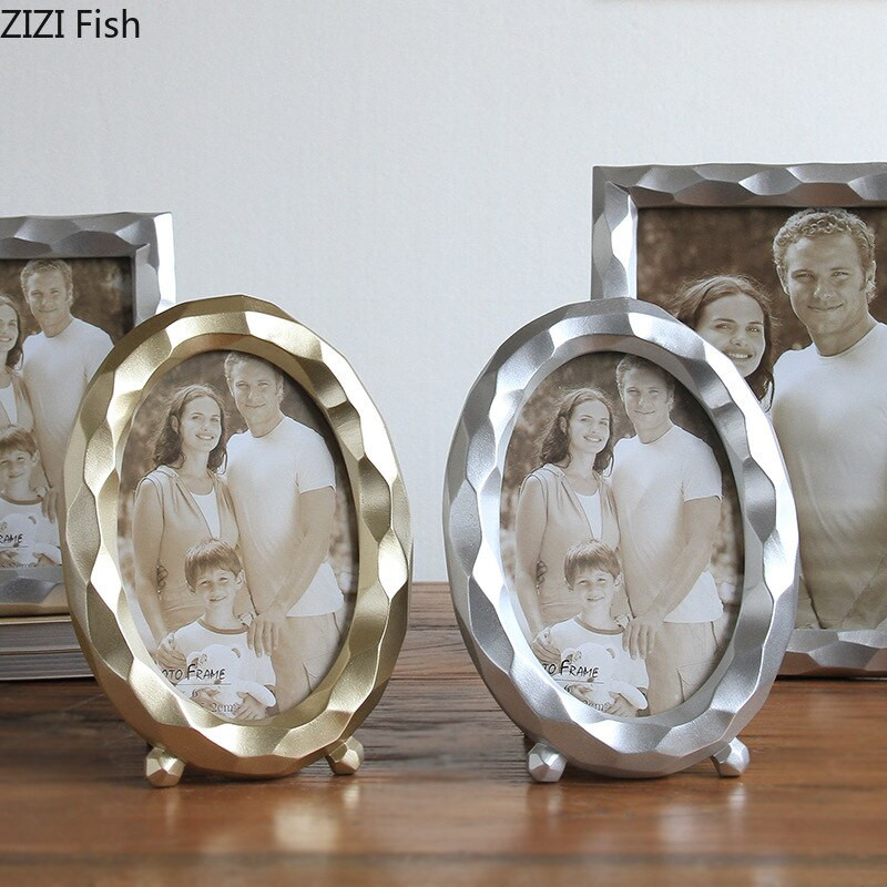 Ramă foto creativă aurie/argintie Rame simplitate pentru poze Decorare birou Portret Ornamente înrămate Decor estetic pentru cameră