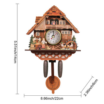 1PC Ретро дървени дървени часовници с кукувица Кварцов стенен часовник Ръчна изработка Горска къща Всекидневна Спалня Домашен декор Занаяти