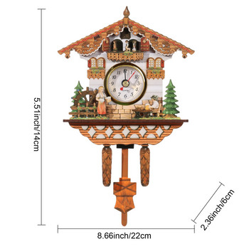 1PC Ретро дървени дървени часовници с кукувица Кварцов стенен часовник Ръчна изработка Горска къща Всекидневна Спалня Домашен декор Занаяти